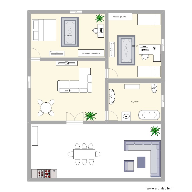 idée de maison. Plan de 4 pièces et 91 m2