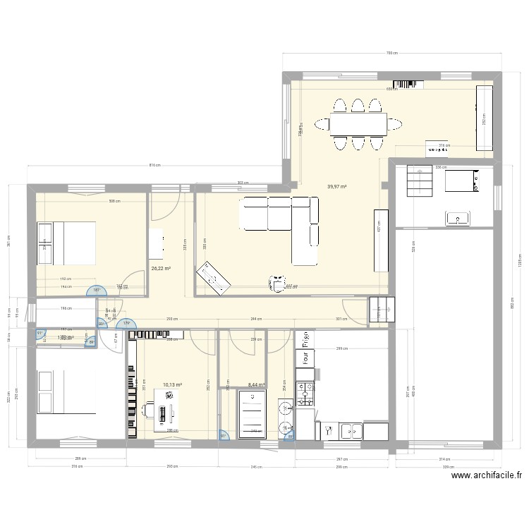 Projet. Plan de 5 pièces et 86 m2