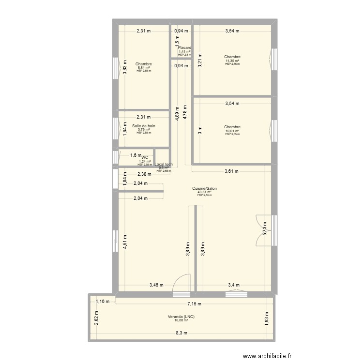 MAHAGNE. Plan de 9 pièces et 97 m2