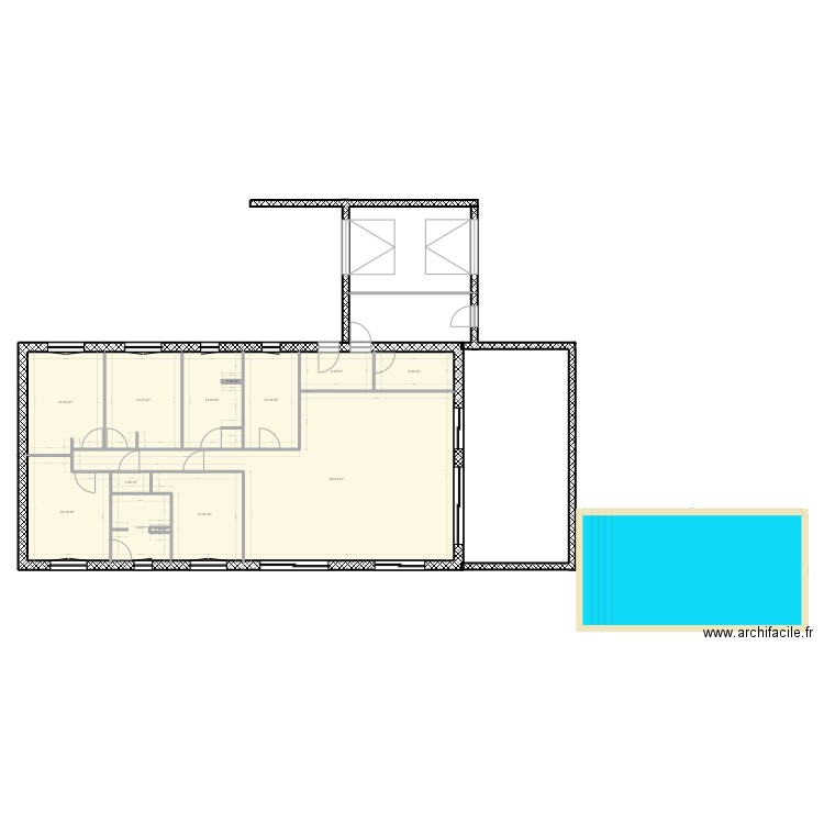 plan maison rail sans isolation. Plan de 13 pièces et 169 m2