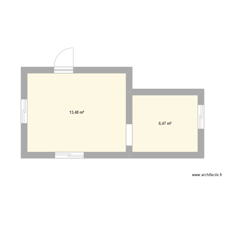 Test 5eme. Plan de 2 pièces et 20 m2