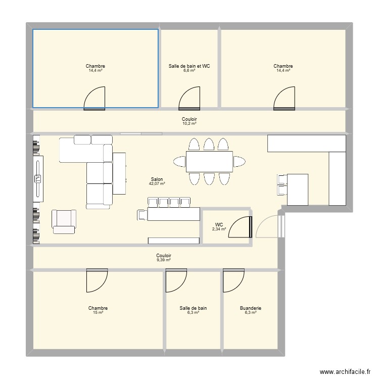 666. Plan de 10 pièces et 127 m2