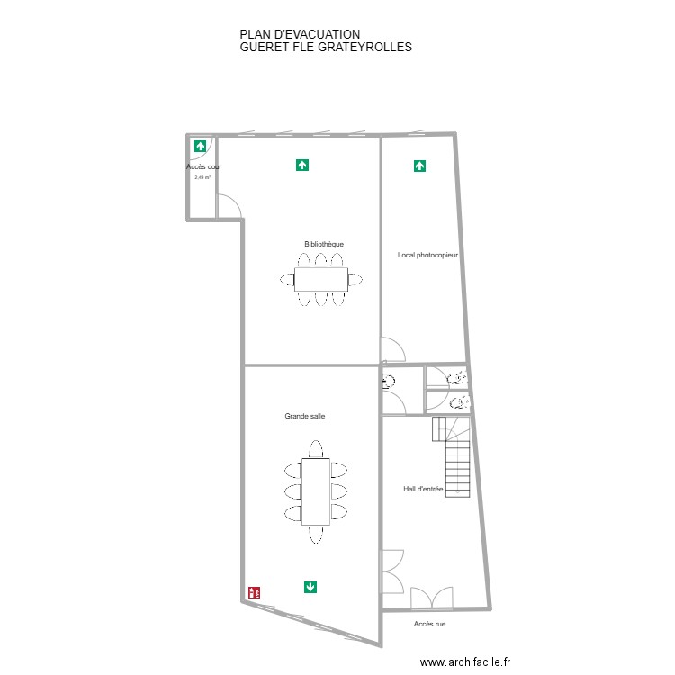 23 GUERET FLE (Maison paroissiale). Plan de 1 pièce et 2 m2