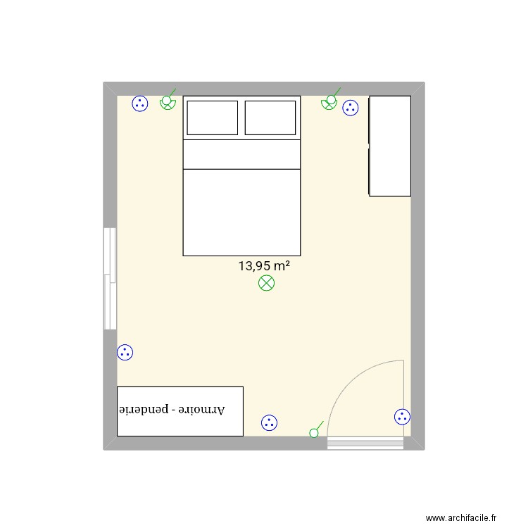 Chambre d'hôtes . Plan de 1 pièce et 14 m2