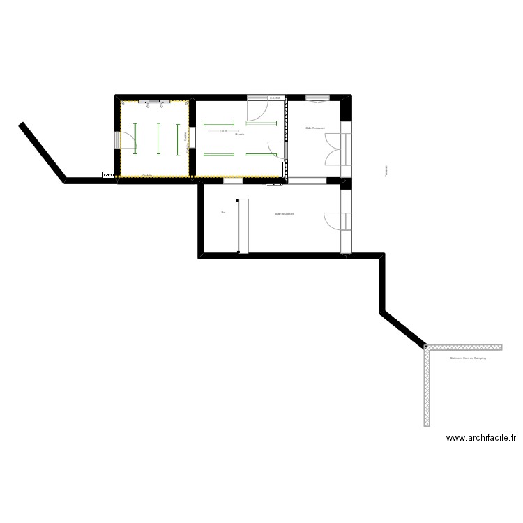 Les MANADES / Restaurant /Elec. Plan de 4 pièces et 59 m2