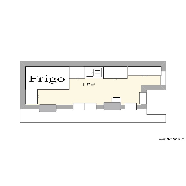 La petite boucherie. Plan de 1 pièce et 12 m2