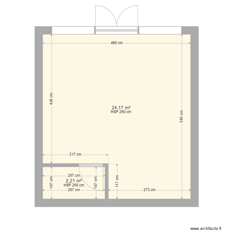 LOCAL BORA BORA Kevin. Plan de 2 pièces et 26 m2