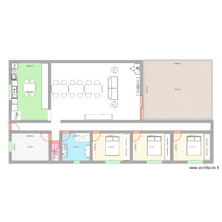 MAISON PLEIN PIED 2. Plan de 8 pièces et 108 m2