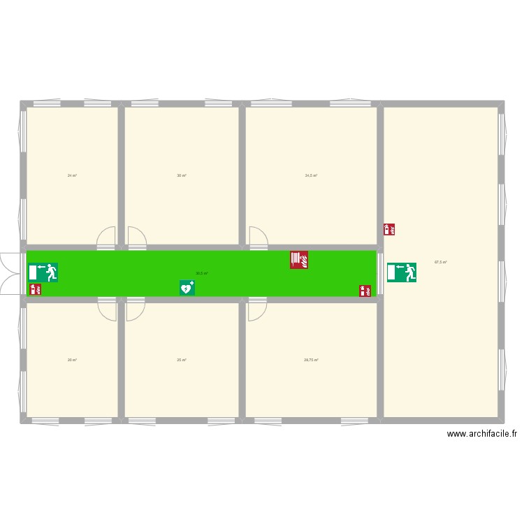 Test ecole. Plan de 8 pièces et 260 m2