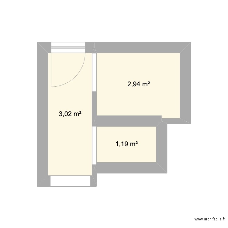 Entrée . Plan de 3 pièces et 7 m2