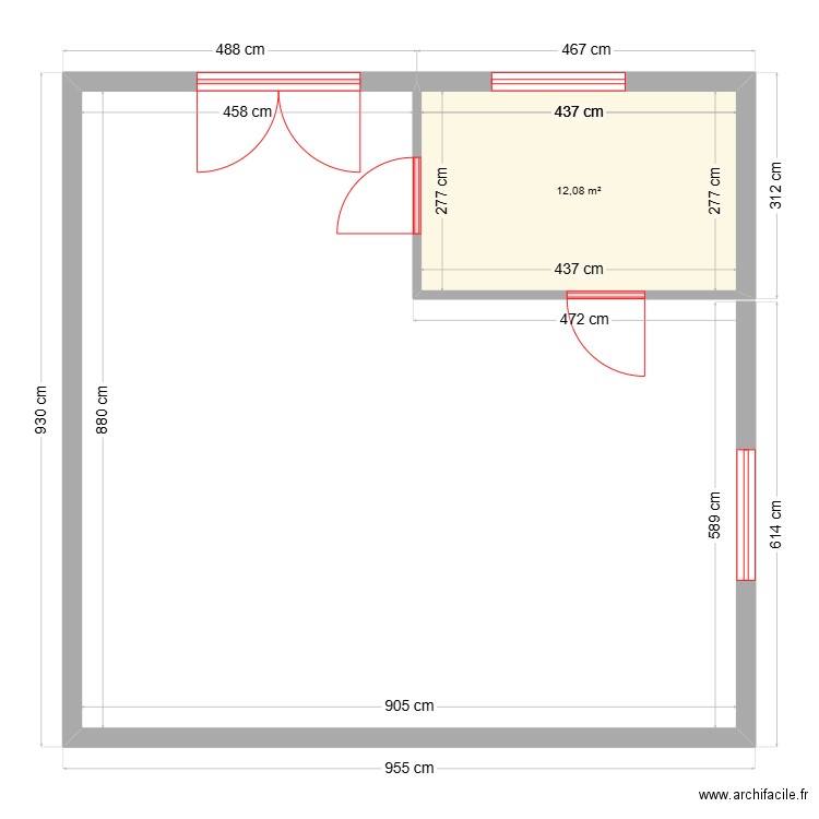 Atelier 2025. Plan de 1 pièce et 12 m2