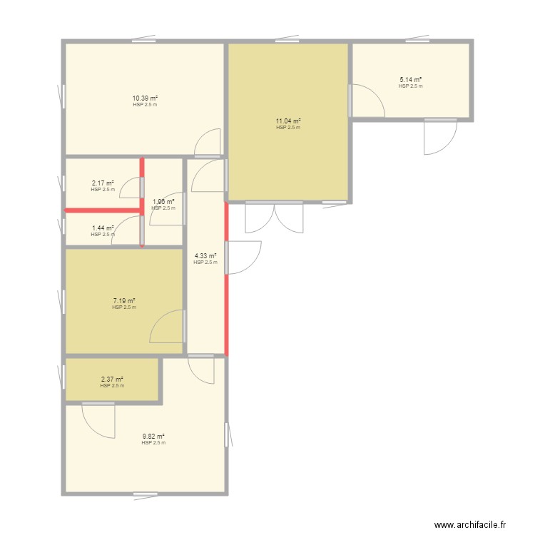 plan atrokpocodji provisoir. Plan de 10 pièces et 56 m2