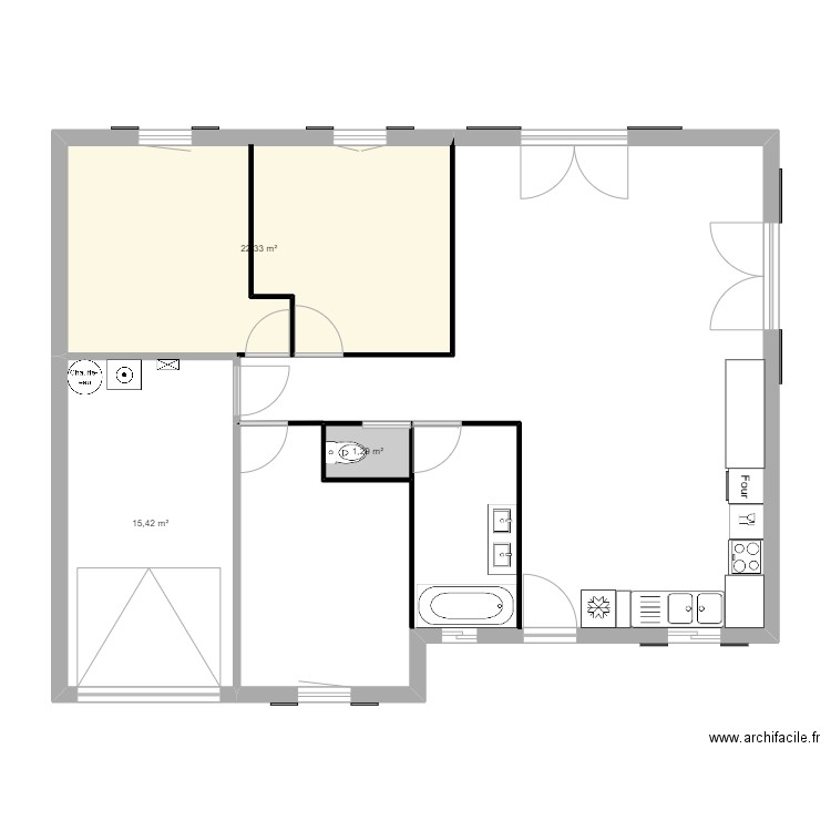 Maison CAMUS 80m. Plan de 3 pièces et 39 m2