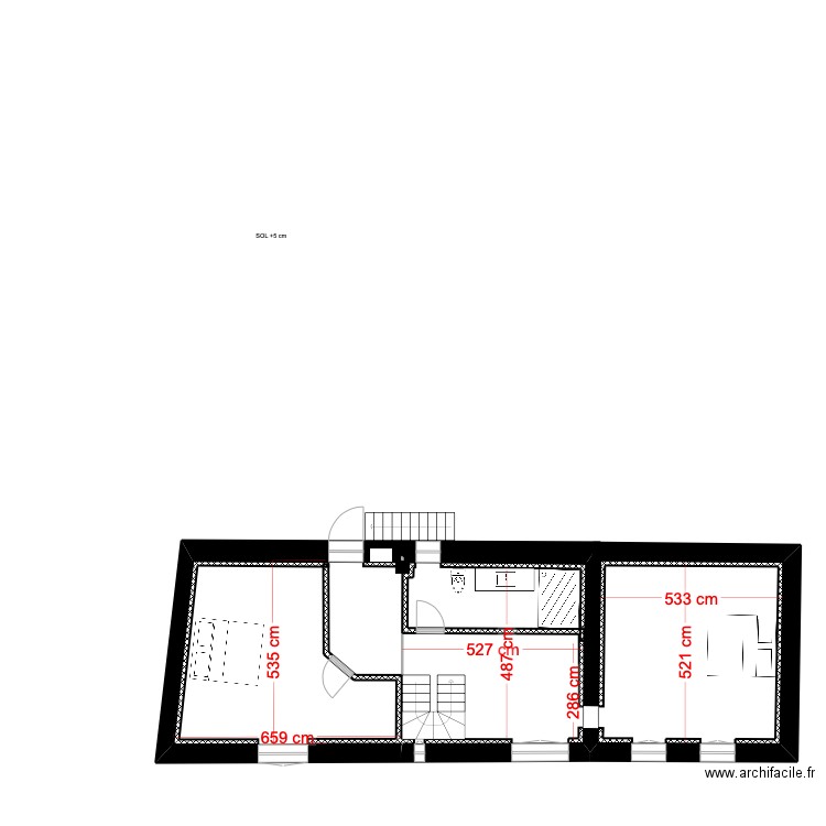 13 pl de l'église     ETAGE. Plan de 2 pièces et 63 m2