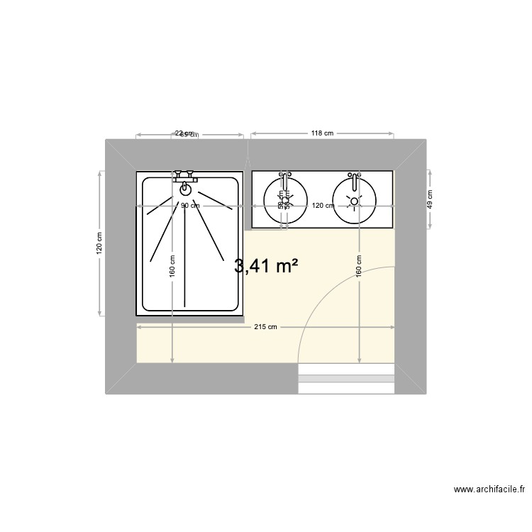 yvrac haut. Plan de 1 pièce et 3 m2