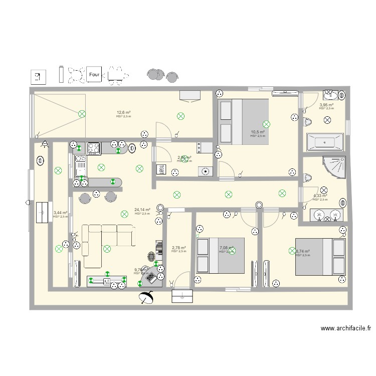 BANDRABOUA. Plan de 11 pièces et 90 m2