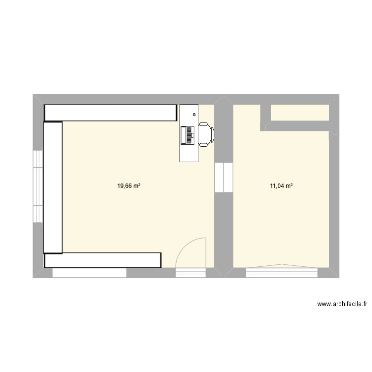 arc en ciel. Plan de 2 pièces et 31 m2