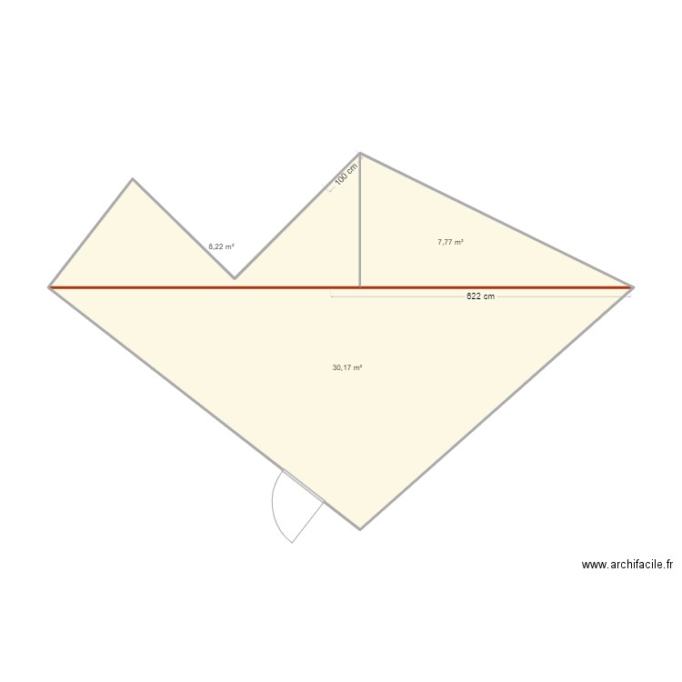 Appt 3 cote. Plan de 3 pièces et 46 m2