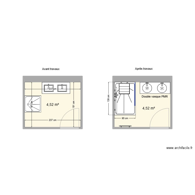 ALAMY Christiane Sdb. Plan de 2 pièces et 9 m2