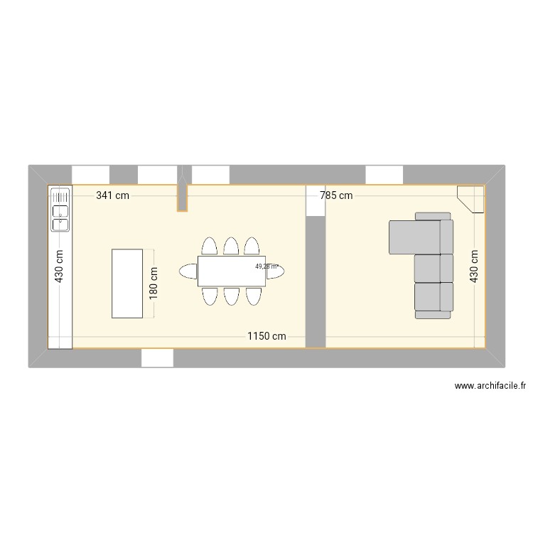 Alex1. Plan de 1 pièce et 49 m2