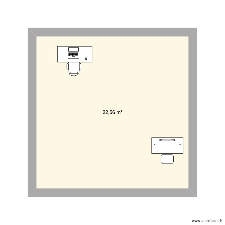 test 3. Plan de 2 pièces et 45 m2