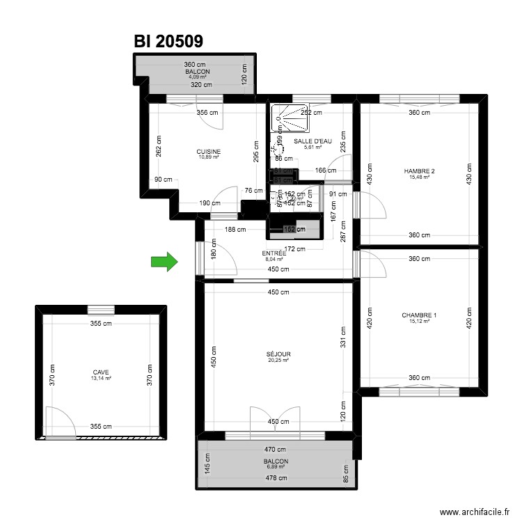 BI 20509. Plan de 13 pièces et 102 m2