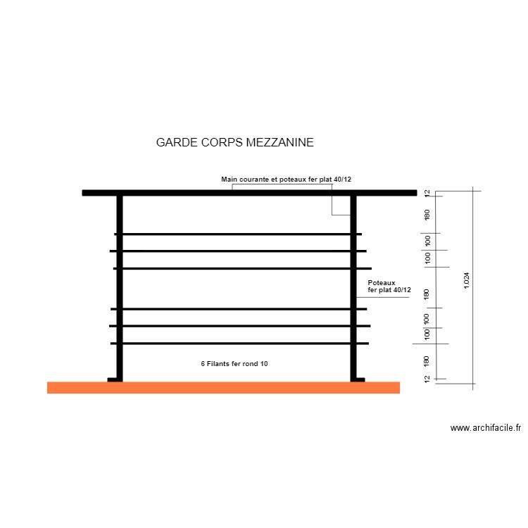 Garde coprs mezzanine.. Plan de 0 pièce et 0 m2