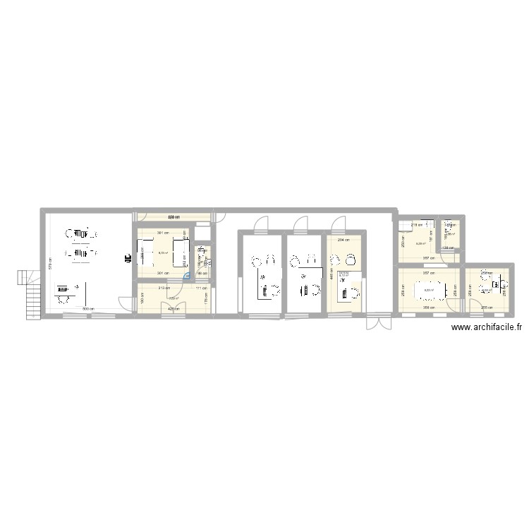 locaux livron. Plan de 9 pièces et 54 m2