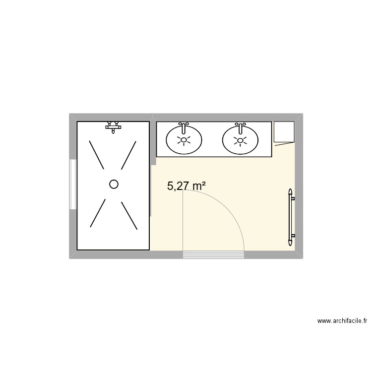 SDB . Plan de 1 pièce et 5 m2