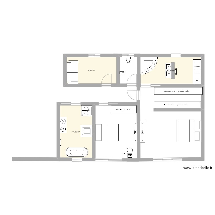 Maison 1. Plan de 3 pièces et 31 m2