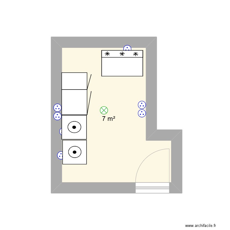 BUANDERIE SOPHIE. Plan de 1 pièce et 7 m2