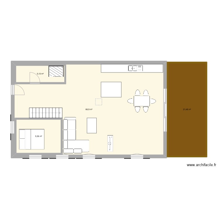 Gite2. Plan de 4 pièces et 120 m2