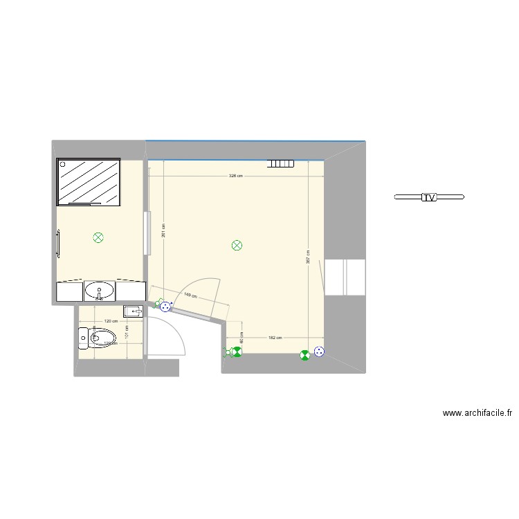 suite parentale #2. Plan de 3 pièces et 16 m2