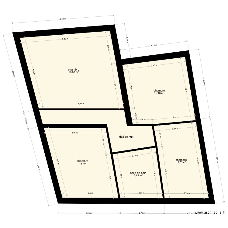 etage cousin 89 3. Plan de 6 pièces et 86 m2