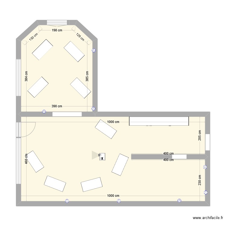 Salle du salon d'Albi. Plan de 2 pièces et 63 m2