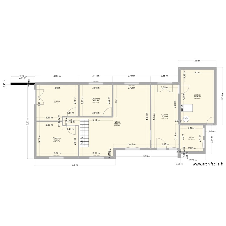 Hourdequin Lanta. Plan de 7 pièces et 101 m2