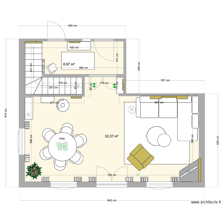 Caroline Ginglinger. Plan de 2 pièces et 41 m2