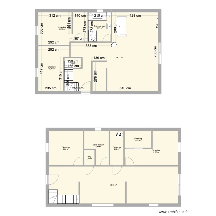 deux plans. Plan de 12 pièces et 157 m2