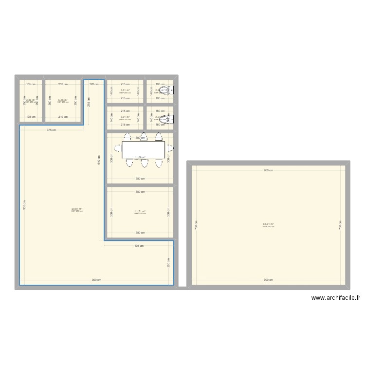 PLA. Plan de 10 pièces et 166 m2