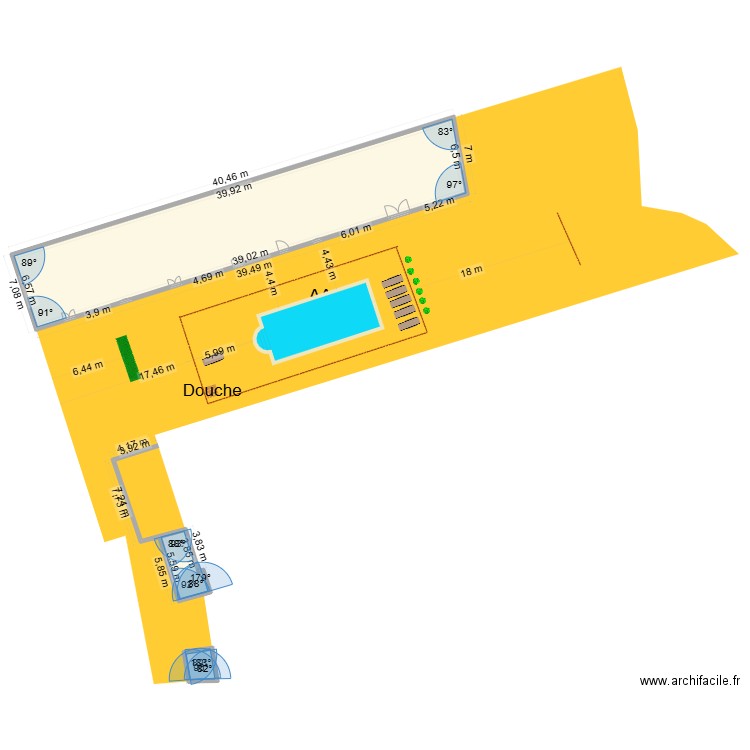 plan piscine. Plan de 3 pièces et 275 m2