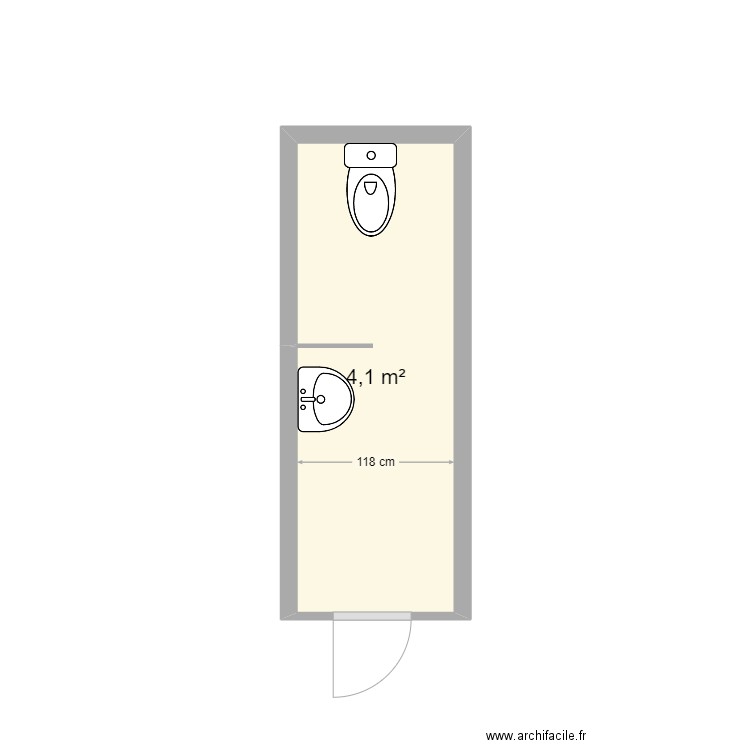 SANITAIRES ETHNO. Plan de 1 pièce et 4 m2