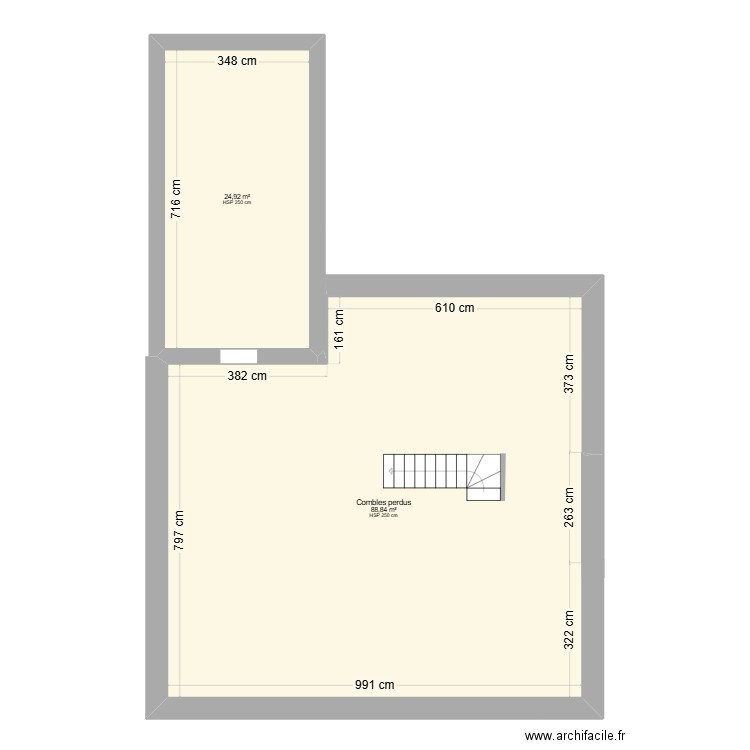 R+1. Plan de 32 pièces et 335 m2