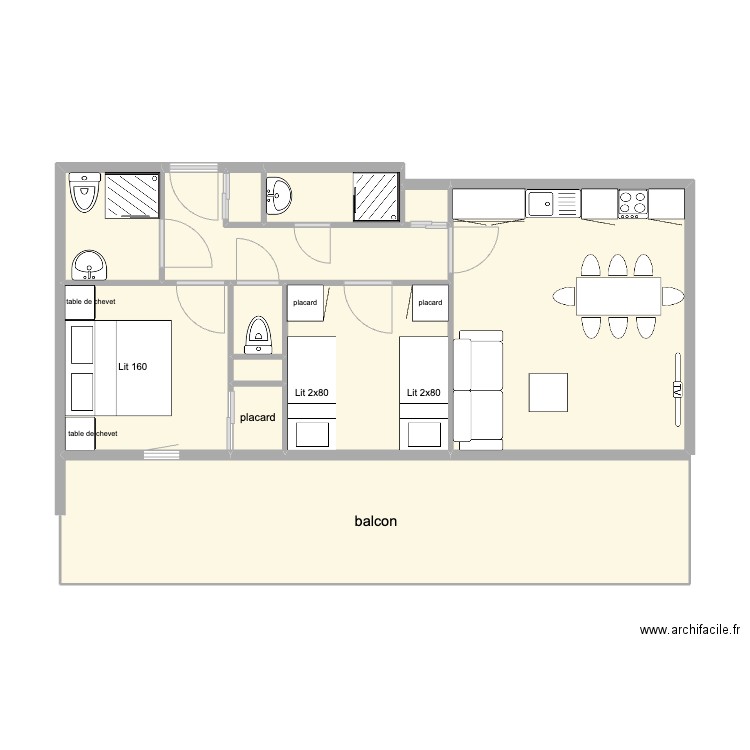 chalet des cimes f23. Plan de 12 pièces et 66 m2