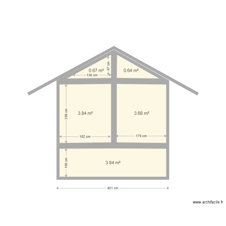 SAUNA. Plan de 5 pièces et 13 m2