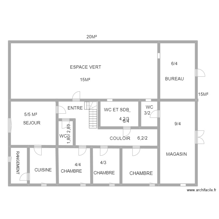 MAISON DIAKITE. Plan de 7 pièces et 100 m2