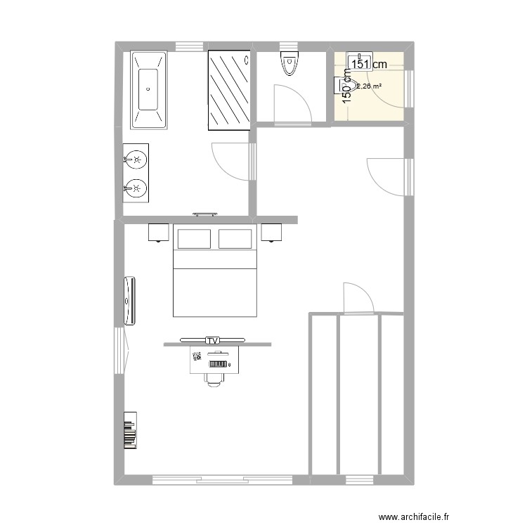 Extension Fos. Plan de 5 pièces et 52 m2