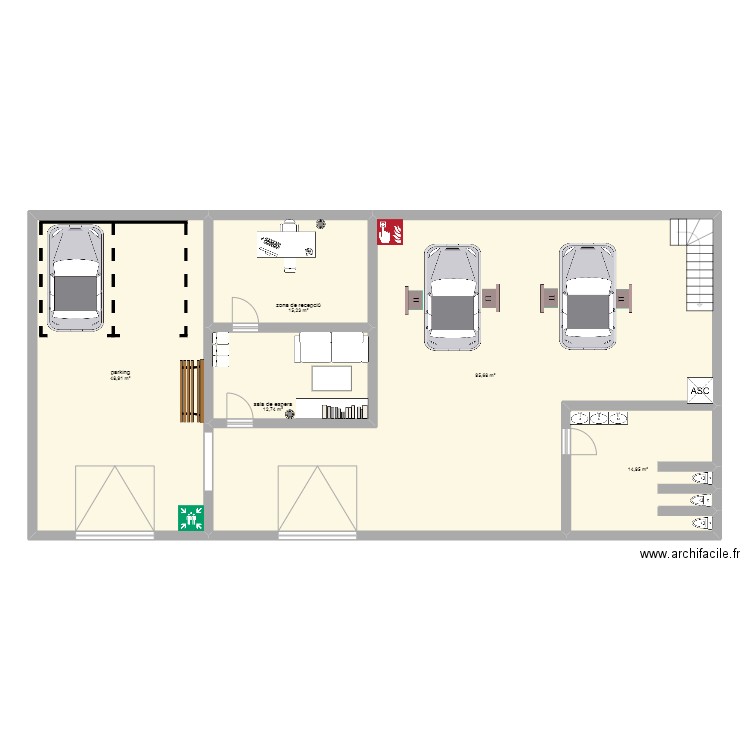 empresa. Plan de 5 pièces et 188 m2