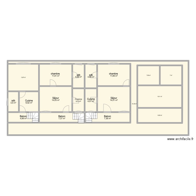 MPAKA 120 BB1. Plan de 19 pièces et 257 m2