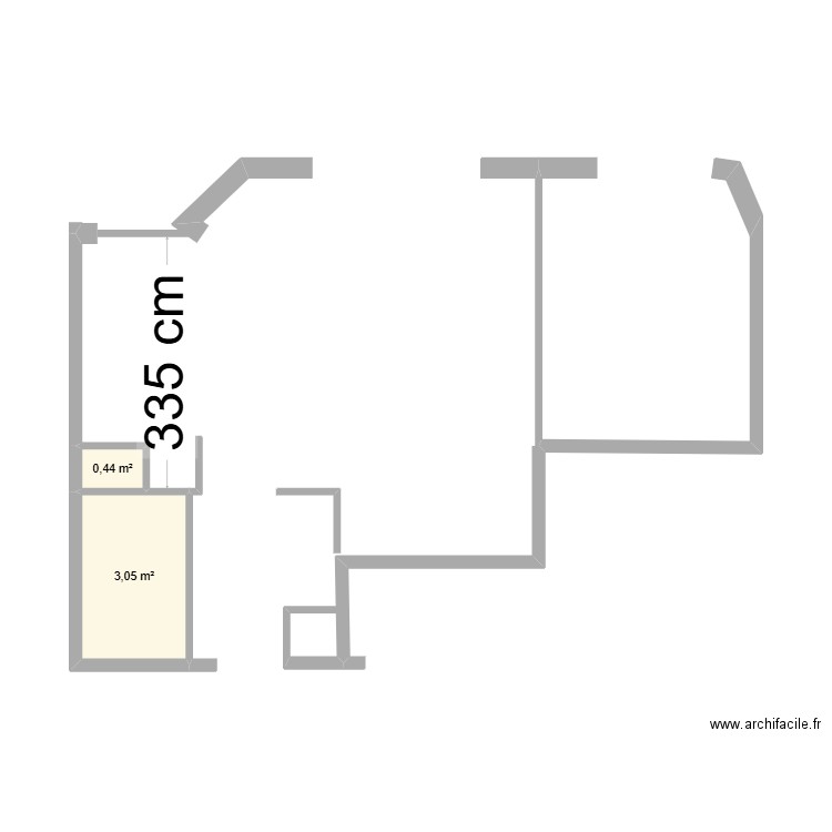 T2 La Boule. Plan de 2 pièces et 3 m2