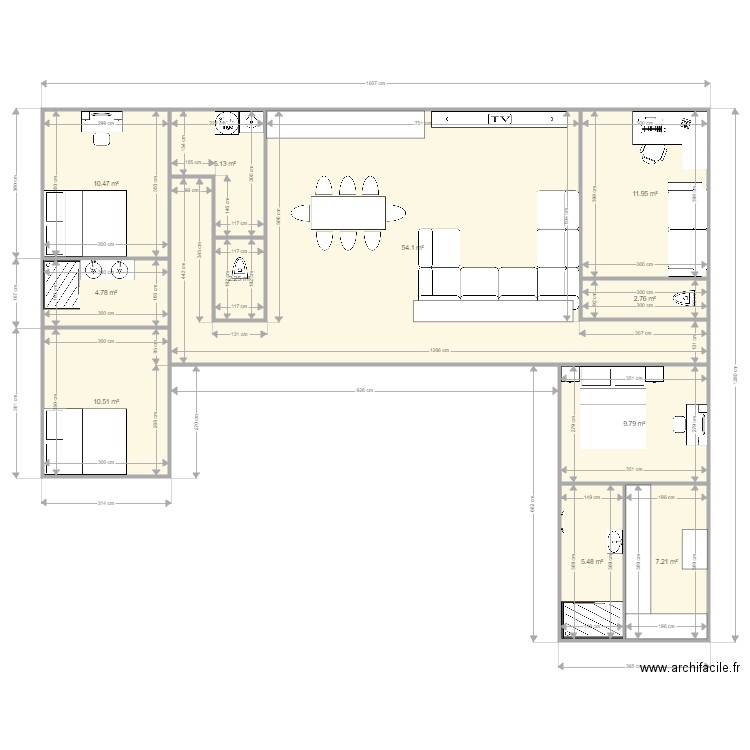 Plan maison à nous. Plan de 11 pièces et 124 m2